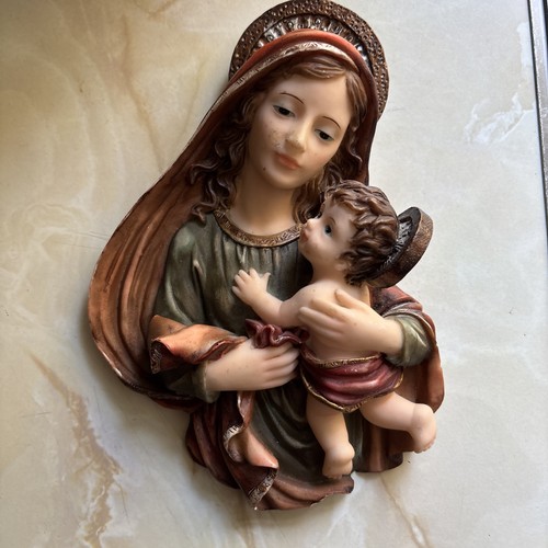 Madonna and child wall plaque - and,