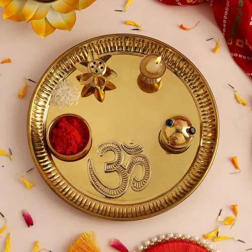 Rakhi hindu puja thali brass - hindu,