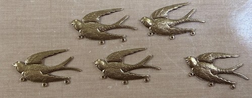 Vintage brass swallow bird - swallow,