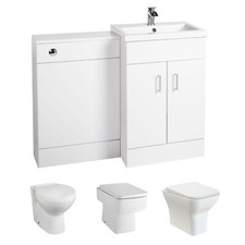 1000mm Bathroom Combination Basin Vanity Unit Modern WC Back to Wall Toilet Pan