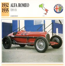 Alfa Romeo Tipo B (P3 Monoposto), 1932-1935, Classic Cars Collectors Club card