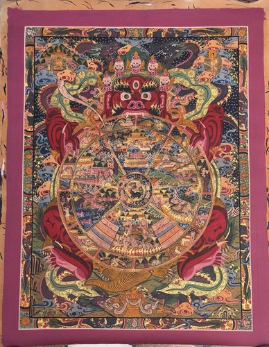 Hand painted bhavachakra - hand-painted, wheel