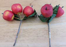 Vintage Flower Arranging Christmas Papier Mache Large Apple (3) Wired Pick