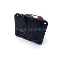 12V Camper/Caravan Switched Panel - USB Voltmeter 12V Socket