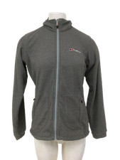 BERGHAUS Ladies UK10 Outdoor Grey/Orange Zip Close Fleece Pre-Loved Lightweight