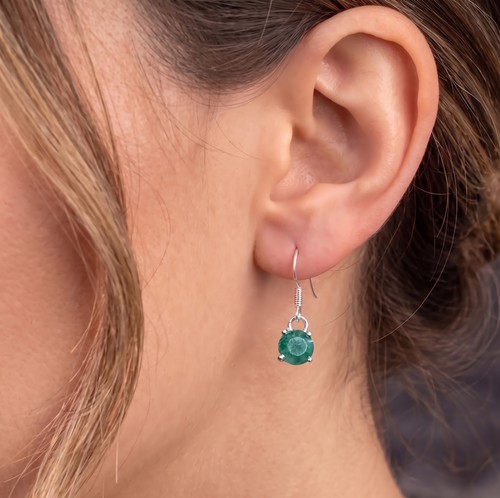 Green emerald drop earrings - green,