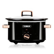 Tower Slow Cooker 3.5 Litre T16018RG Stainless Steel 210W, Black and Rose Gold