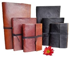 LEATHER BOUND NOTEBOOK/JOURNAL/DIARY 100% RECYCLED HANDMADE PAPER FAIR TRADE