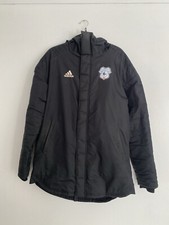 Cardiff City Football Adidas Jacket Coat FC Club Padded Hooded Mens - UK M
