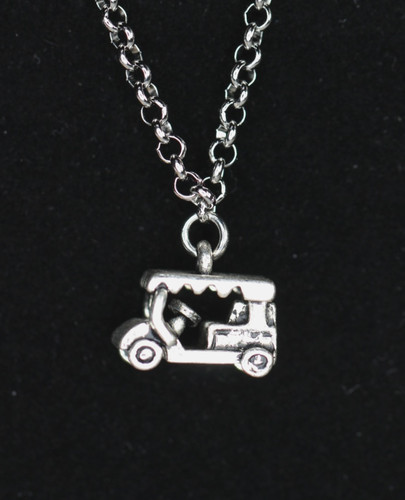 Golf cart necklace silver - golf,