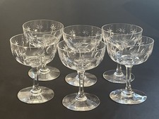 Set of Six 6 Vintage Cut Crystal Champagne or Cocktail Saucers Coupes Glasses