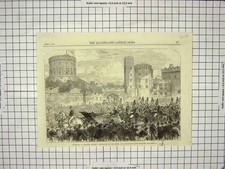 Original Old Antique Print