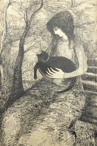 Barbara wood signed print cat - barbara,