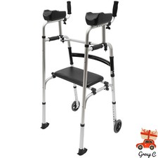 Stand Upright Walkers W/ Seat For Seniors Elderly Standing Rehabilitation Stand