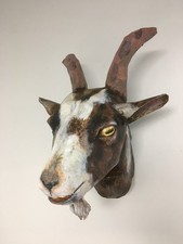 Handmade Paper Mache Goat Head