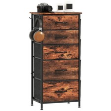 HOMCOM Fabric Chest of Drawers, 5 Drawer Dresser for Bedroom, Rustic Brown