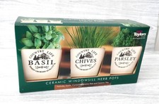 Taylors Bulbs Ceramic Windowsill Herb Pots + Seeds