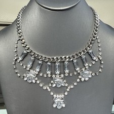 Vintage Necklace Clear Rhinestone Wedding Event Bride Flower Girl 14-16”