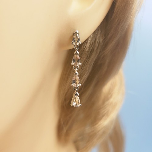 Morganite silver earrings - morganite,