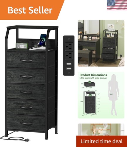 Stylish black oak bedside - stylish,