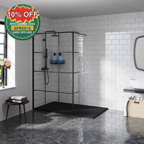 Walk black grid wet room - walk,