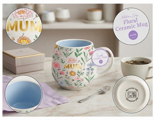 Mum mom floral ceramic mug - mum,