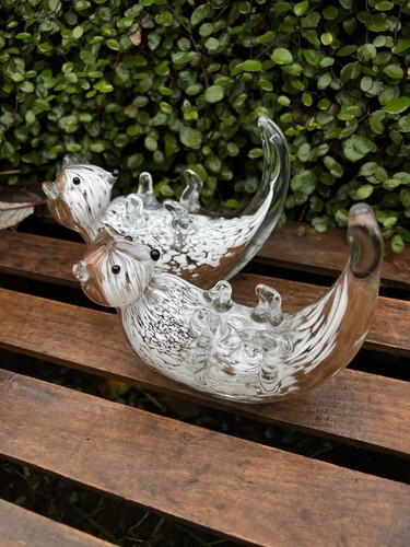 Glass otter figurines - glass,