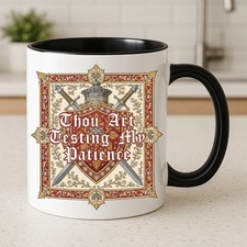 Funny Medieval Mug Gift for Him or Her | Knight Crest Coffee Cup for Fantasy Fan