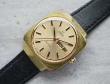 1973 Vintage Omega Men's Watch Automatic Gold Geneve Leather Day Date