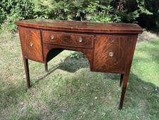 Edwardian Antique Bow Front Mahogany Inlaid Sideboard / Desk