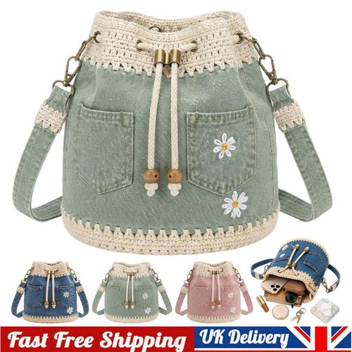 Vintage denim spliced - denim, crochet