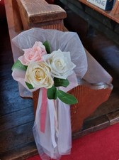 Wedding Pew Ends  / Chair Decorations.  X30, matching bouquet and 4x flower pots