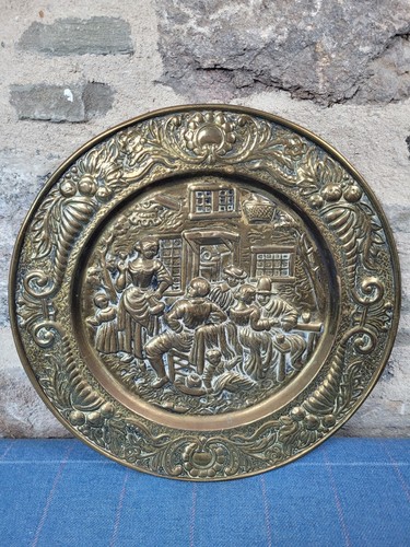 Vintage embossed brass - brass, wall