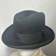 Men’s 1940s Black Homburg Hat European Vintage 58 cm 7 1/4 UK