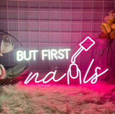 Custom Made personalised but first nails salon shop window Neon Sign led light