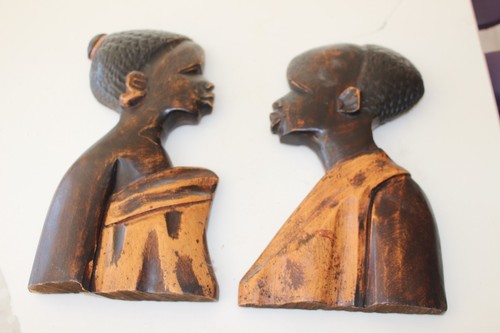 Pair hand carved african - pair,
