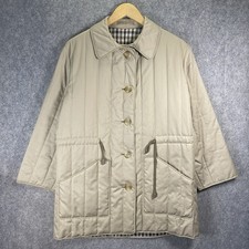 Vintage Aquascutum Quilted Jacket Mens 42 Beige Lightweight Adjustable Coat