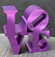 Robert Indiana Brushed Aluminum 3” LOVE Pop Art Sculpture Paperweight c.1970