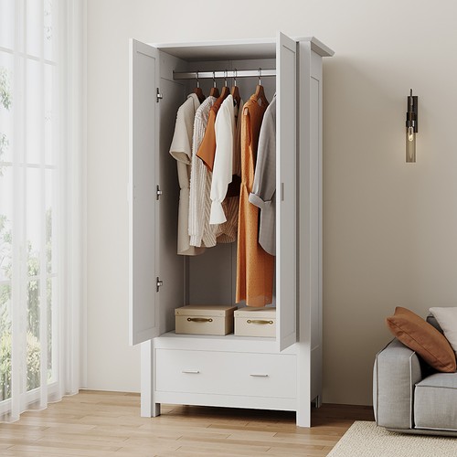 Wooden wardrobe with - with, doors