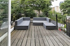Grey Rattan Garden Furniture Set Low Table and 2 Corner Sofas
