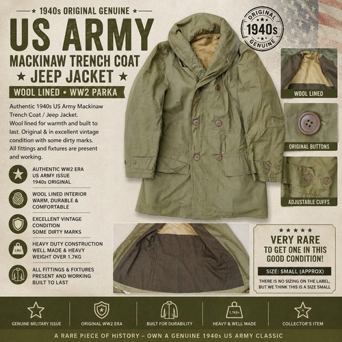 Mens army trench coat - us,