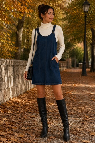 Ladies blue denim dress - blue,