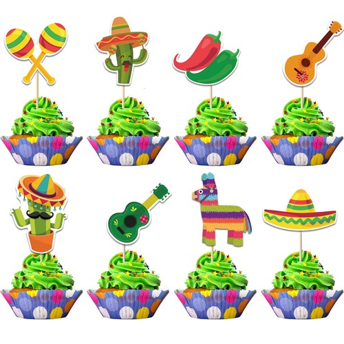 32pcs mexican fiesta cupcake - mexican,