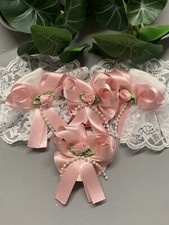 Romany/Spanish Frilly Socks Size 9-12 White Lace And A Pink Bows & 2 Bobbles