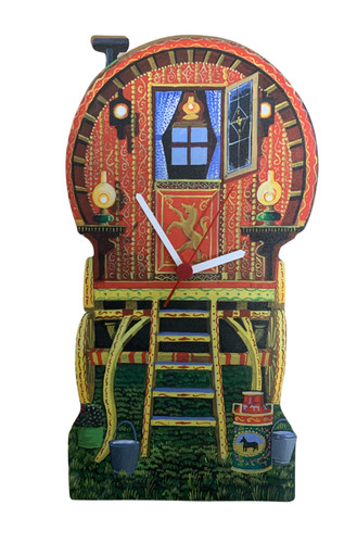 Bowtop gypsy caravan clock - caravan,