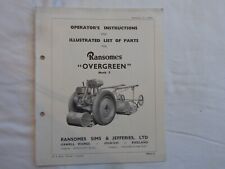 Ransomes vintage mower Overgreen Mk. 7 Original instructions and parts list