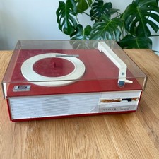 Vintage Stella Red Turntable w/ Philips ST543 Small Portable