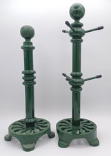 Vintage Heavy Cast Iron Mug Tree & Kitchen Roll Holder Green traditional quality