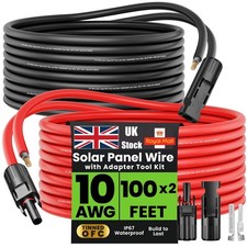 1 Pair Solar Panel Extension Cable Wire Black&Red 10 AWG Connector PV Cable 6mm²