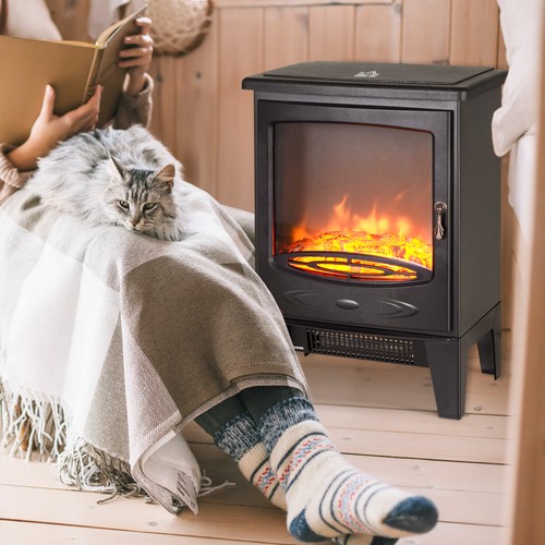 Electric fireplace stove black - fireplace,